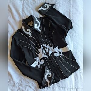 1849 Authentic Ranchwear Long Sleeve Showmanship Show Top Black White Rhinestone